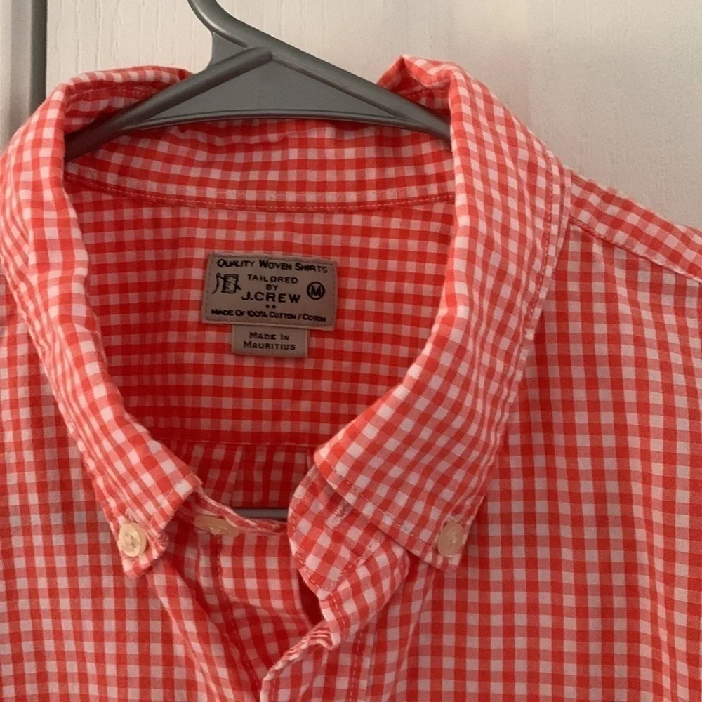 J. Crew Tailored Orange Plaid Button-Down Shirt size medium short sleeves‎